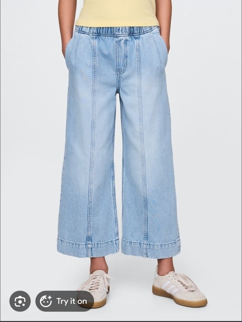 Kids High Rise Stride Wide-Leg Ankle Jeans